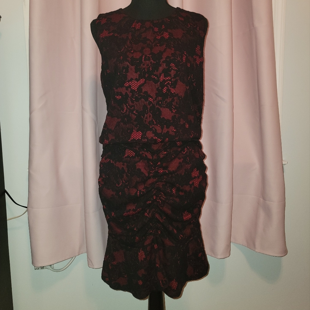 Michael Kors Knit Dress Red with Blacklace Demask - Picture 3 of 9